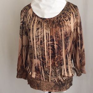 Cato Beautiful Bronze And Browns Printed Blouse.